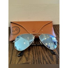 Ray-Ban Silver Frame Sunglasses with Blue Mirrored Lenses