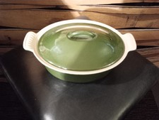 Vintage Le Creuset Oval Casserole Dark Green 22 Cast Iron. VGC