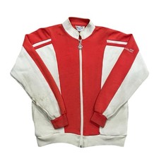 Vintage 1980s Track  Court Women's Track Jacket Size M Cream Orange STAINS 