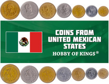 7 Coins Set from Mexico | Mexican Coin Set Collection 5 10 20 50 100 500 1000 P