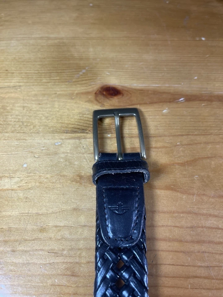 Docker's Negro Cesta Tejido Cinturón Material Níquel Cepillado Hebilla Talla 38/95 Foto 3 de 4