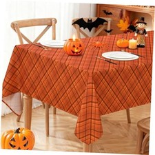Autumn Checkered Tablecloth, 60 x 102 Inch, 102" x 60" (Rectangular) Orange