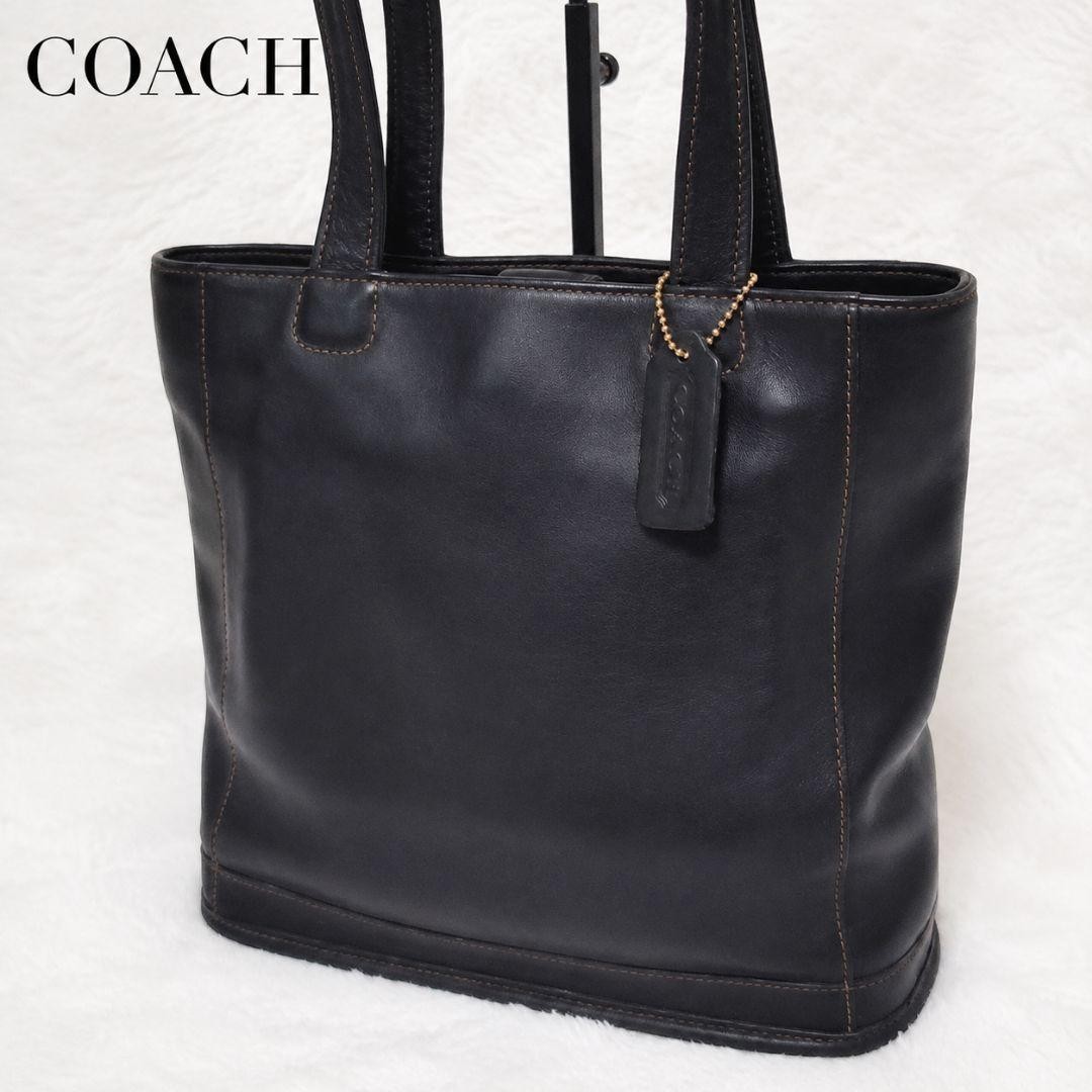 Coach Women's Tote Handbag Purse Black Leather Solid Used Bag