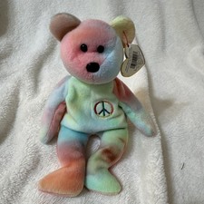 TY Peace Bear 1996 Beanie Baby Hang Tag Tush Tag PE Pellets  115