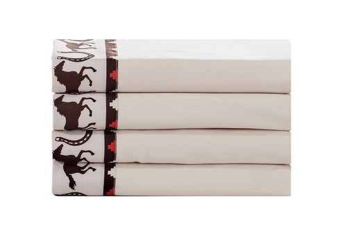 Cabin Printed Super Soft Cotton Touch Microfiber 4 Piece Bedroom Sheet Set (K...