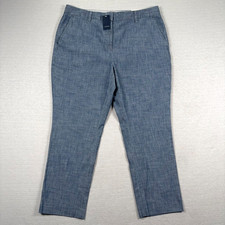 Lands  End Mid Rise Straight Leg Crop Pants Womens Size 14 Blue Chambray NEW