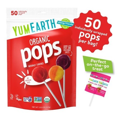 YumEarth オーガニック ポップス バラエティ パック、125 以上のフルーツ フレーバー6 オンス (5 個パック) YumEarth Organic Pops Variety Pack, 50 Fruit Flavored 50 Count
