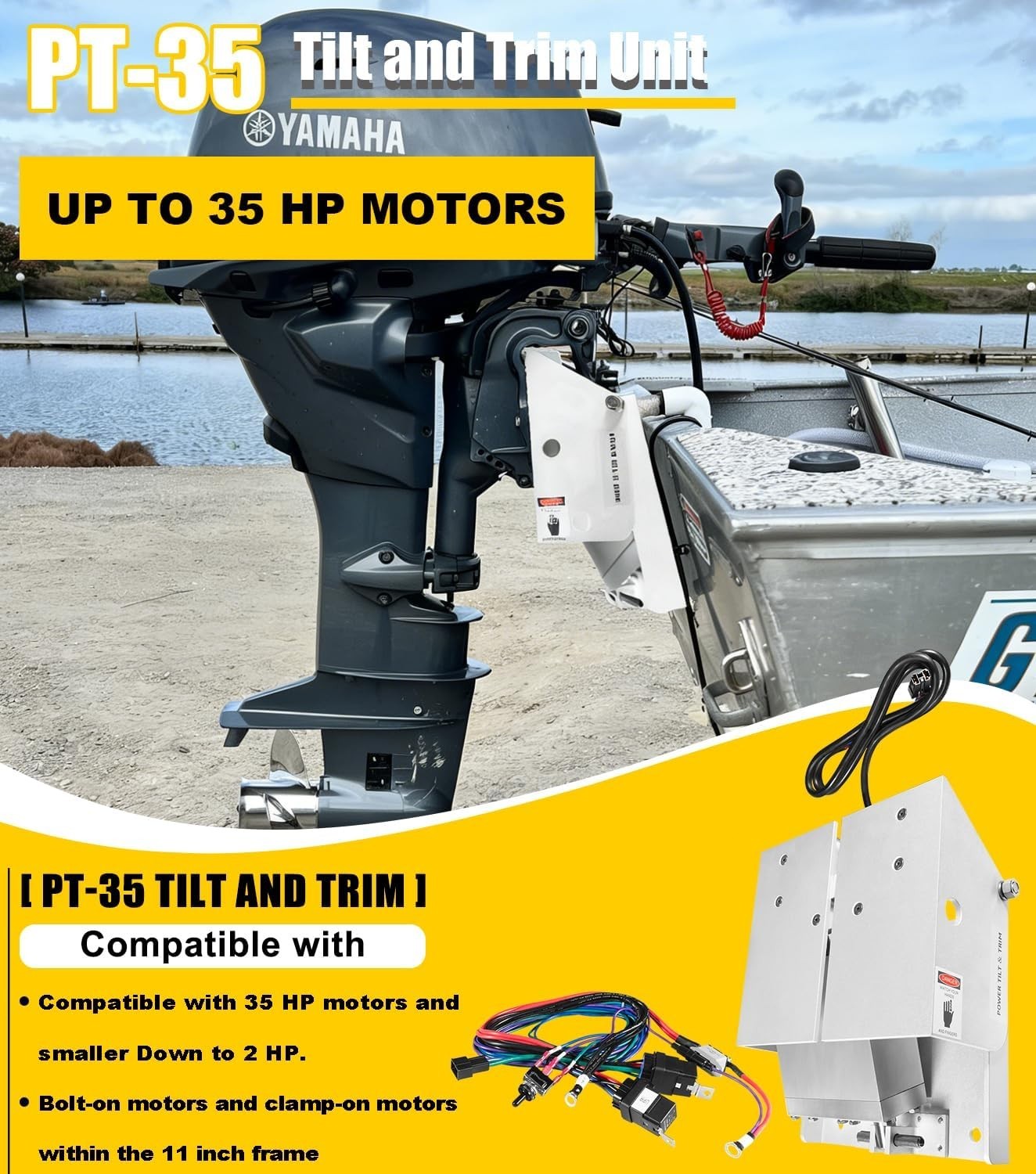 52100 PT-35 Electric Hydraulic Tilt And Trim For up to 35 HP Outboard ...