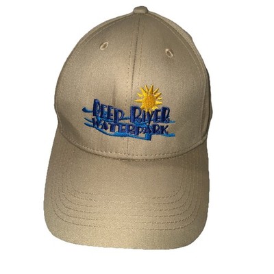 Deep River Waterpark Multicolor on Tan cotton Poly Hat Hook Loop EUC