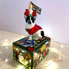 FRENCH BULLDOG Ornament Old World Christmas Frenchie Blown Glass 2024 NWT