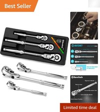 Alloy Steel Flex-head Ratchet Set 5800 In-lb Torque 3 Sizes Included Alloy Steel Flex-head Ratchet Set 5800 In-lb Torque 3 Sizes Included