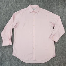 Charles Thrwhitt Shirt Mens 16.5 Pink Herringbone Non Iron Long Sleeve Button Up