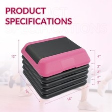Adjustable Aerobic Step Platform with 4 Risers, Non-Slip Stepper for Home Gym