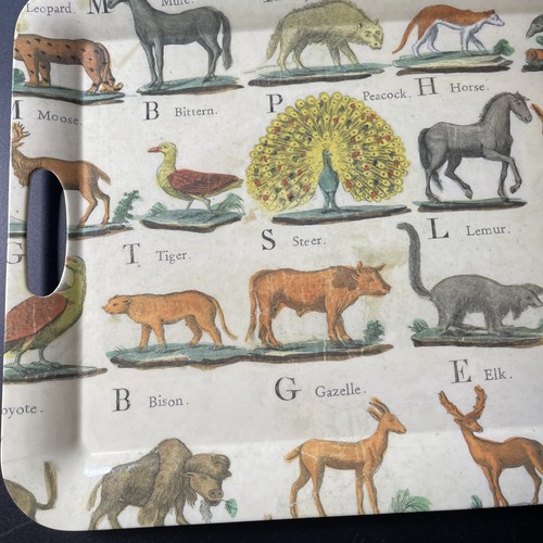 John Derian Melamine Large Serving Tray Platter Animal Print Handles 20x15 Rare - Picture 2 of 13