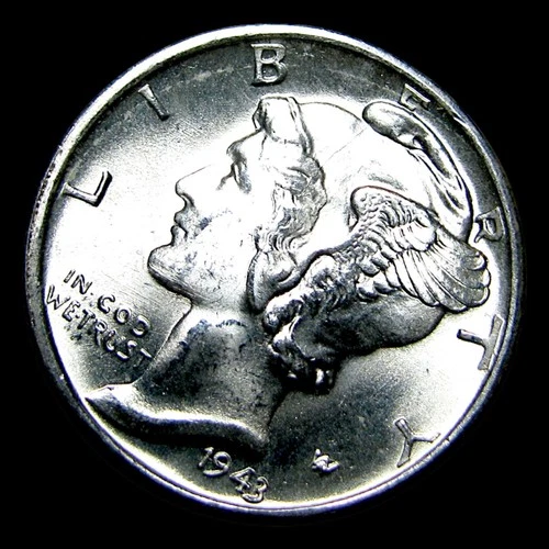 1943-D Mercury Dime Silver ---- Gem BU+ FB Stunning Condition Coin ---- #574K