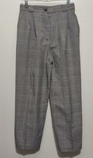 1990s Vintage Women  s Pleated High-Waisted Plaid Trousers Counterparts Size 10