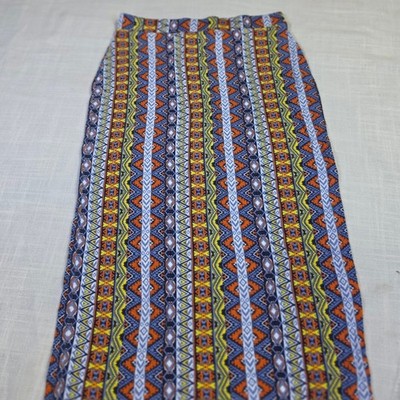 Cato Womens Small Multicolor Geometric Tribal Print Maxi Skirt Blue Orange Boho