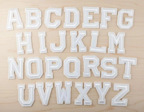 White Letter Patch Patches 5cm Iron on / Sew on Retro Alphabet Embroidery Cloth