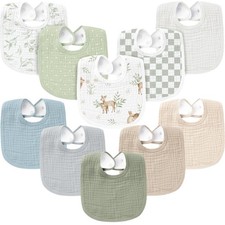 10 PCS Muslin Baby Bandana Drool Bibs Soft Cotton Absorbent Unisex Set