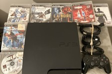 Sony PlayStation 3 Console 160GB PS3 Slim  Controller  7 Games  Cords Tested