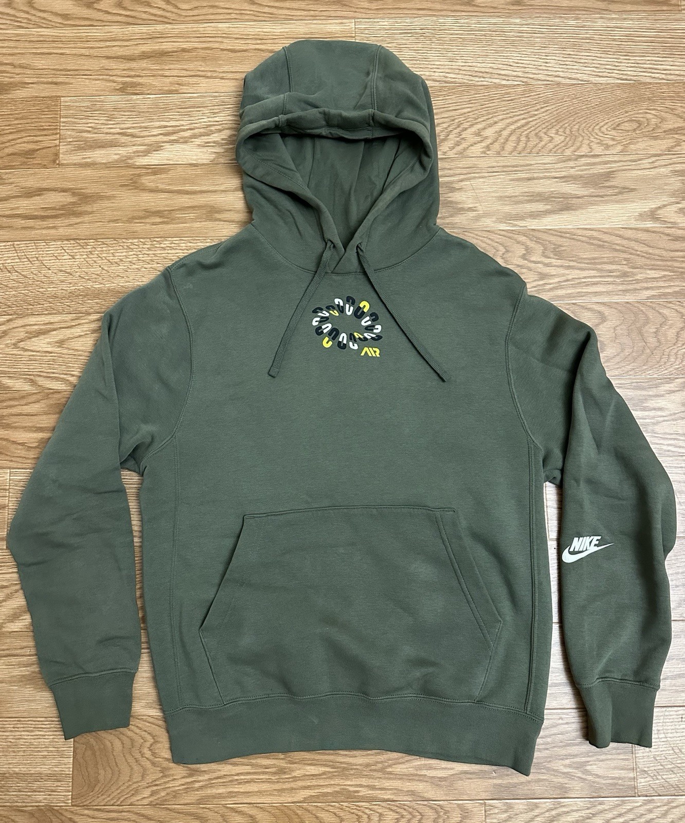 Nike Men's Graphic Print Fleece Pullover Hoodie Green Size S