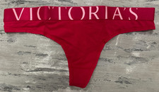 NWT Victoria's Secret Cotton Exploded Logo Cotton Thong Panty Vibrant Fuchsia M