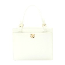 Chanel Coco Mark Leather Handbag Women White One Size