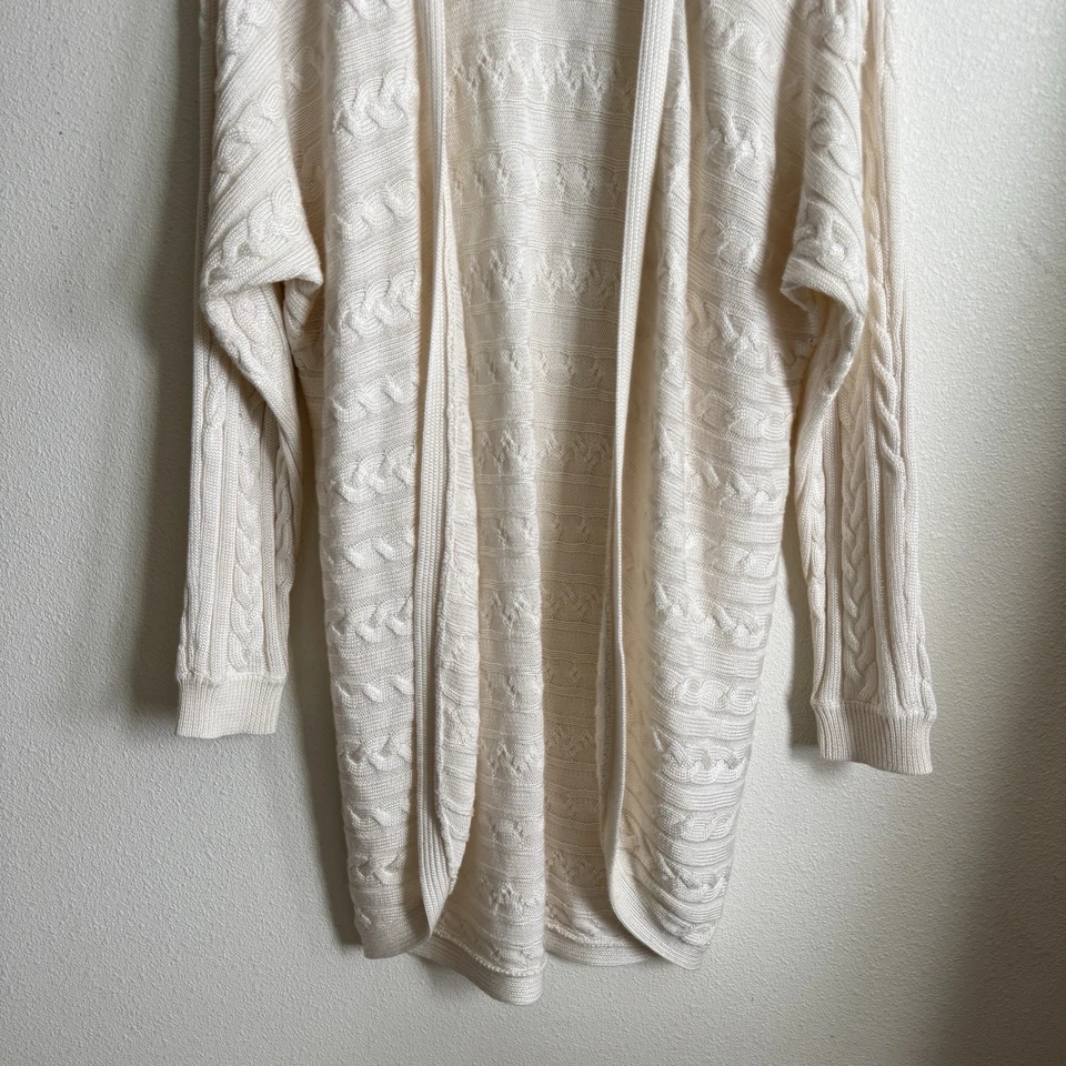 Cardigã Lauren Ralph Lauren Suéter Feminino Grande* Marfim Malha Aberta Clássico - Imagem 3 de 4