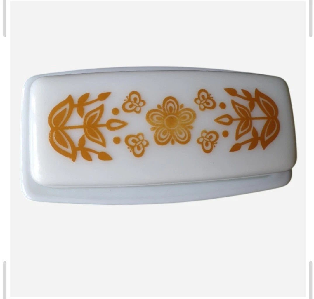 Vintage Pyrex Butterfly Gold Butter Bowl and Dish Set