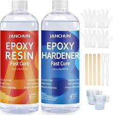 Crystal Clear Epoxy Resin Kit 16Oz, Bubble-Free, Anti-Yellowing, Self Leveling E