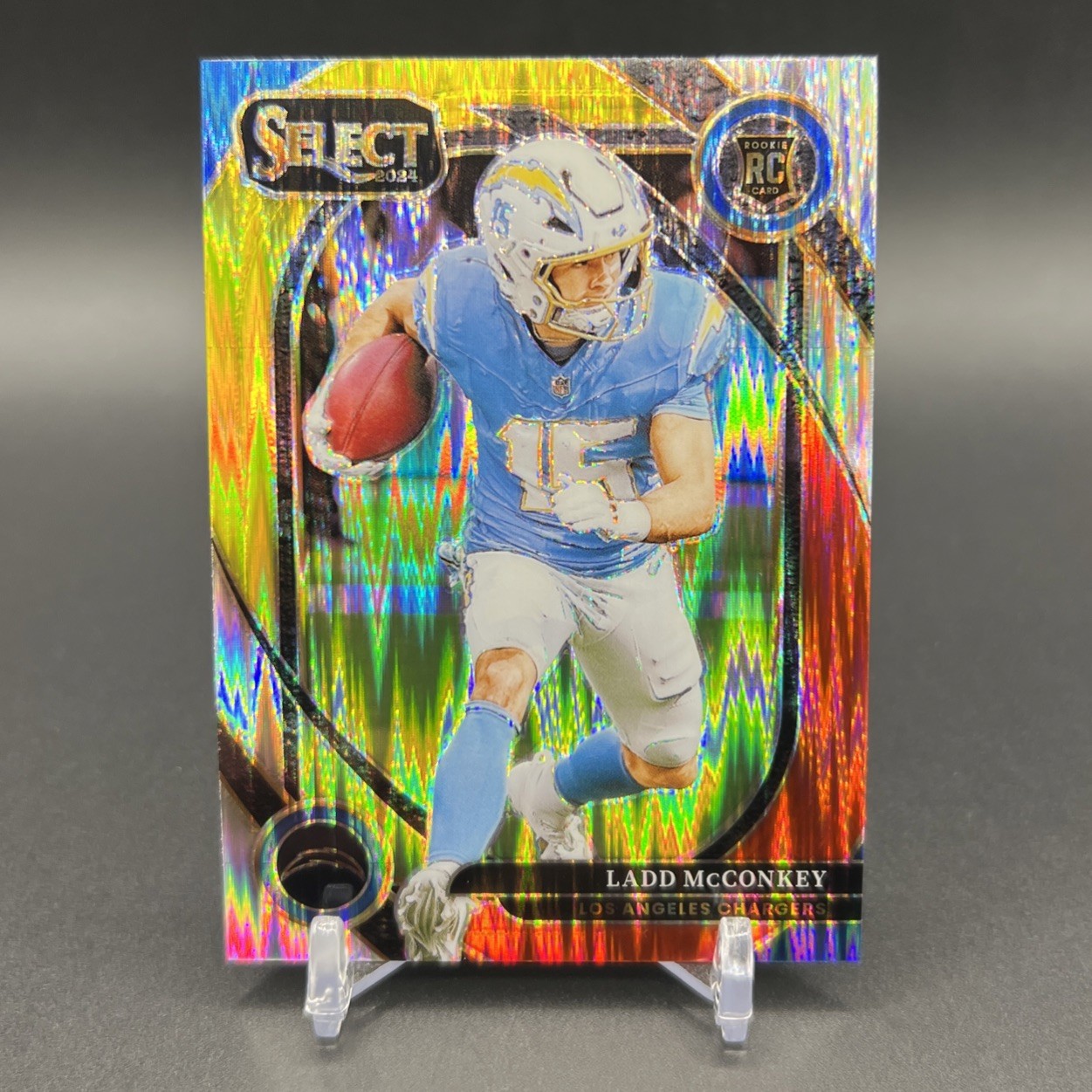 2024 Panini Select - Club Level Ladd McConkey #268 Red & Blue Shock Prizm (RC)