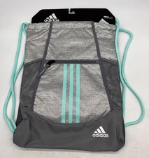 Adidas Turquoise w/ Grey Alliance II Drawstring Bag w/ Media Safe Lined Pocket