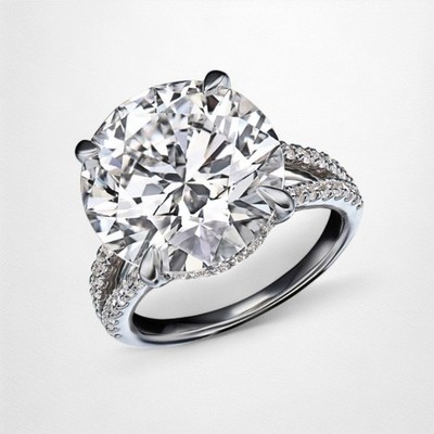 950 Platin Damen Diamant Ring Rund Braut Lab Grown 8,75 Ct CVD E-F VVS IGI