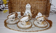 Mokka-Service MHM Bavaria, 22 Karat Gold , Scherenshnittmotiv, 6 Personen