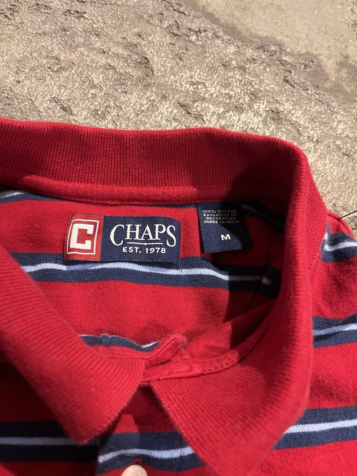 Chaps Blue & Red Striped Polo Size M Short Sleeve - image 4