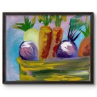 MARKET VEGETABLES 11X14 ABSTRACT FOOD BASKET ORIGINAL ART MODERN HOME — photo 1