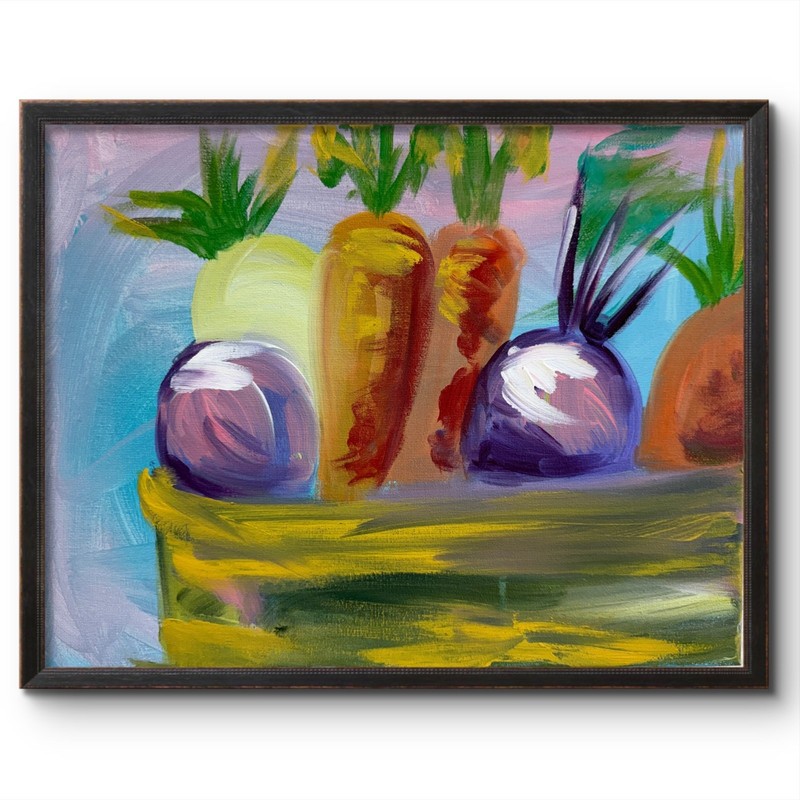 MARKET VEGETABLES 11X14 ABSTRACT FOOD BASKET ORIGINAL ART MODERN HOME