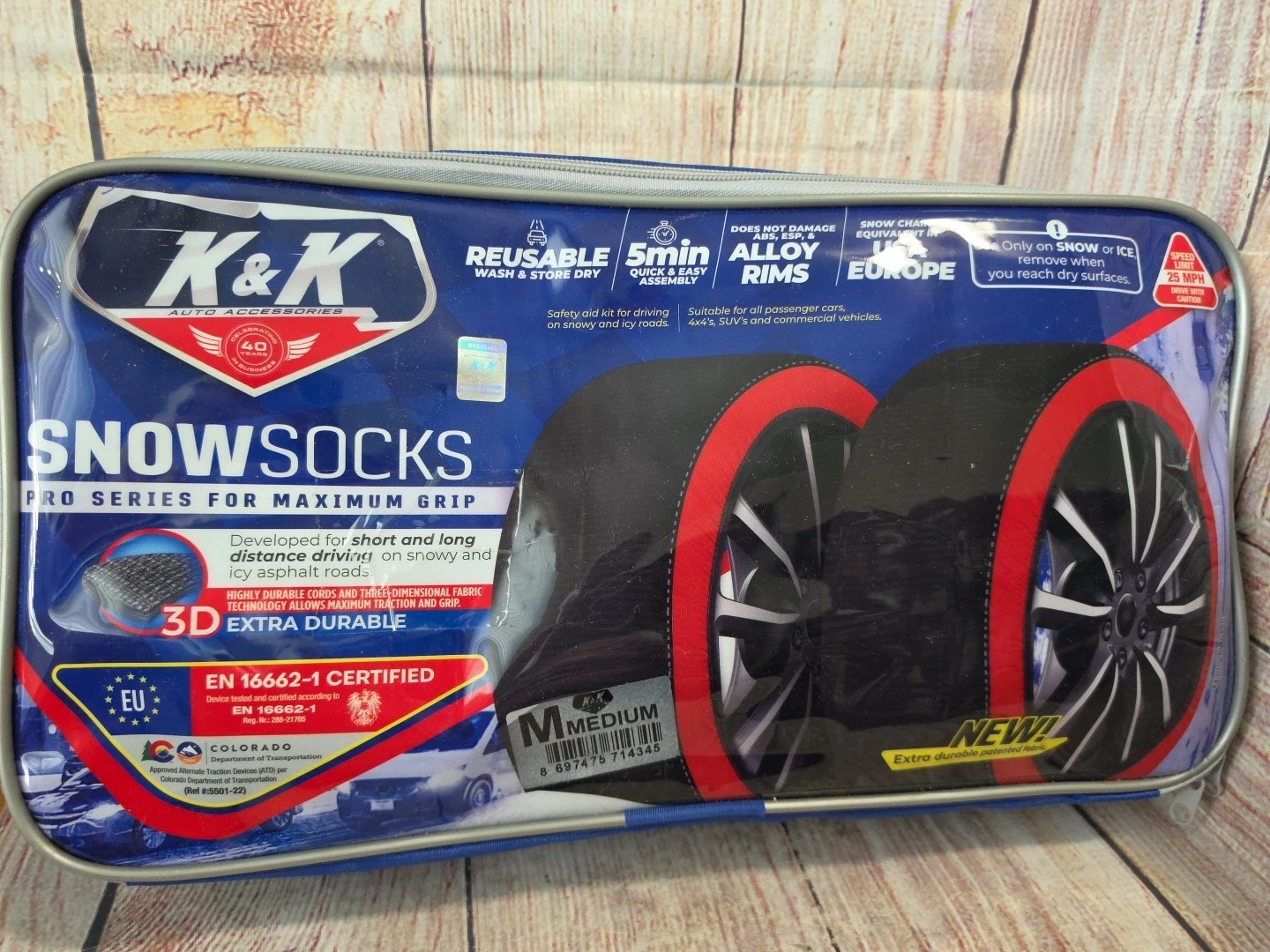 K&K Automotive Snow Socks for Tires - Size Medium