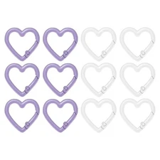 Heart Shaped Hook Clip [12 Pack] - Keychain Clip [Light Purple/White]