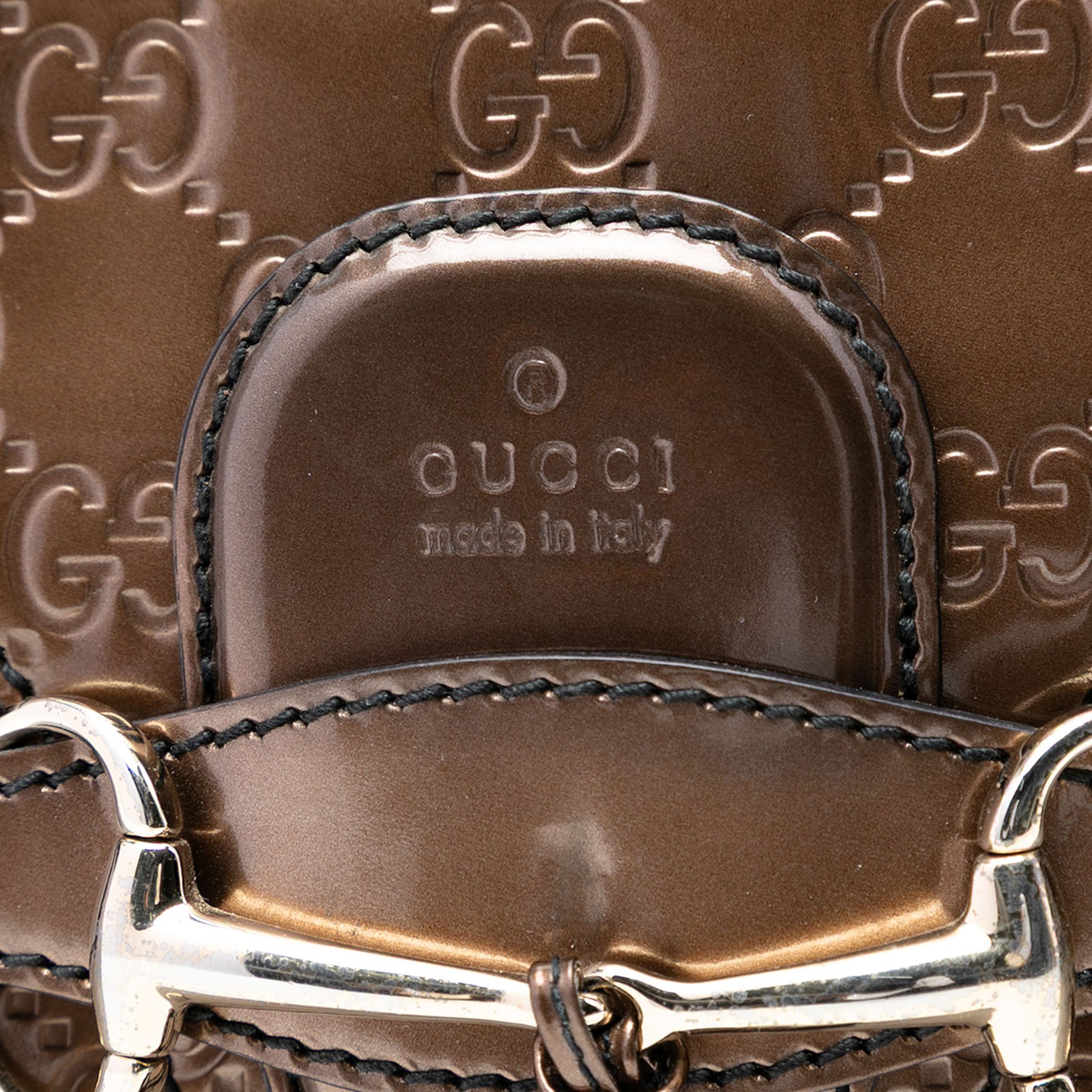 Authenticated Gucci Medium Patent Guccissima Emil… - image 5