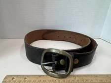 Vintage Leather Ammunition Cartridge Belt  Size 36 Solid Brass Buckle Holds 12