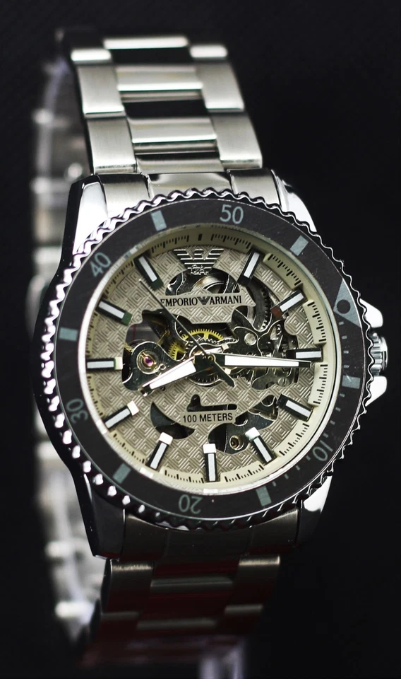 Beautiful Emporio Armani Automatic In Gray Dial With Rotating Bezel Men's Watch - Image 3 of 4
