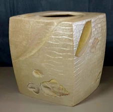Croscill Tissue Box Cover Opalescent Beach Haven Hand Painted Shells Resin Decor