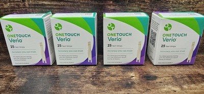 4 OneTouch Verio Glucose Blood Test Strips - 25 Count Exp 3/2026
