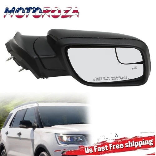 Heated Puddle Light Side Mirror For 16-19 FORD Explorer w/ Power Passenger Side
