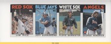 1986 Topps Strip Jim Rice Jeff Burroughs Floyd Bannister HOF READ 0n8