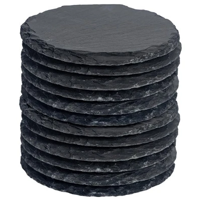 Round Slate Coasters - 10cm - Pack of 12 - Image 1 of 4