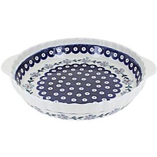 Blue Rose Polish Pottery Pie Plate with Handles