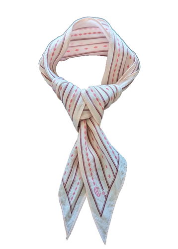 Carolina Herrera Schal Bandeau CH rosa bedruckt SEIDE dünn schräg abgewinkelter Saum 250 $ - Bild 1 von 8