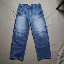 YoungLa Denim Double Knee Carpenter Baggy Work Jeans Mens Size Large 35x30